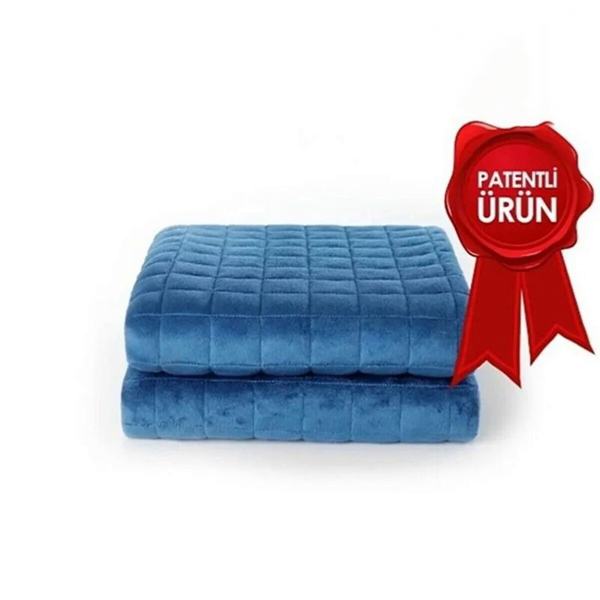 پتوی وزنی لحاف پنبه ای ساتن 140x200 سانتی متر 10 کیلوگرم آبی